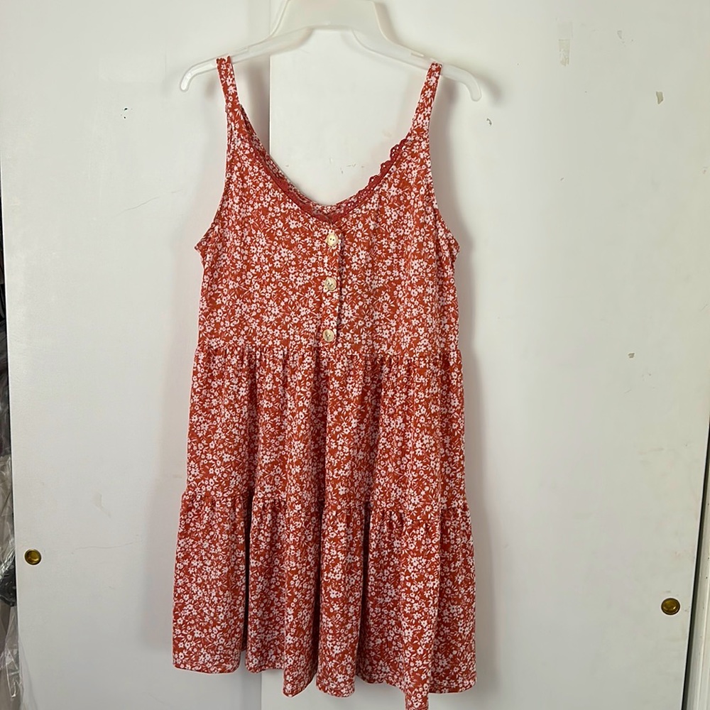Pale red and white flowered sundress